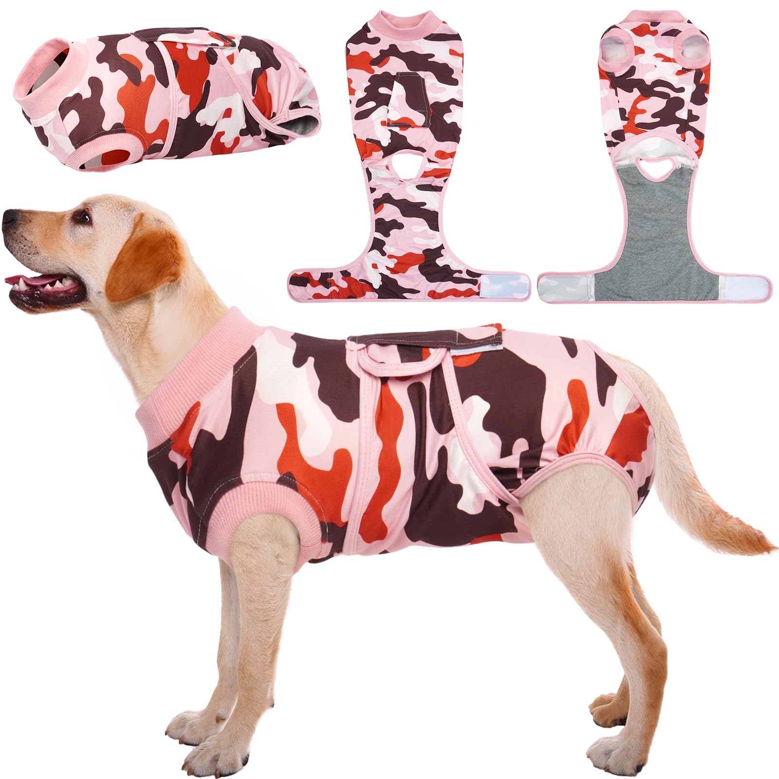 Kuoser Recovery Suit on a dog, front view, aiding wound protection.