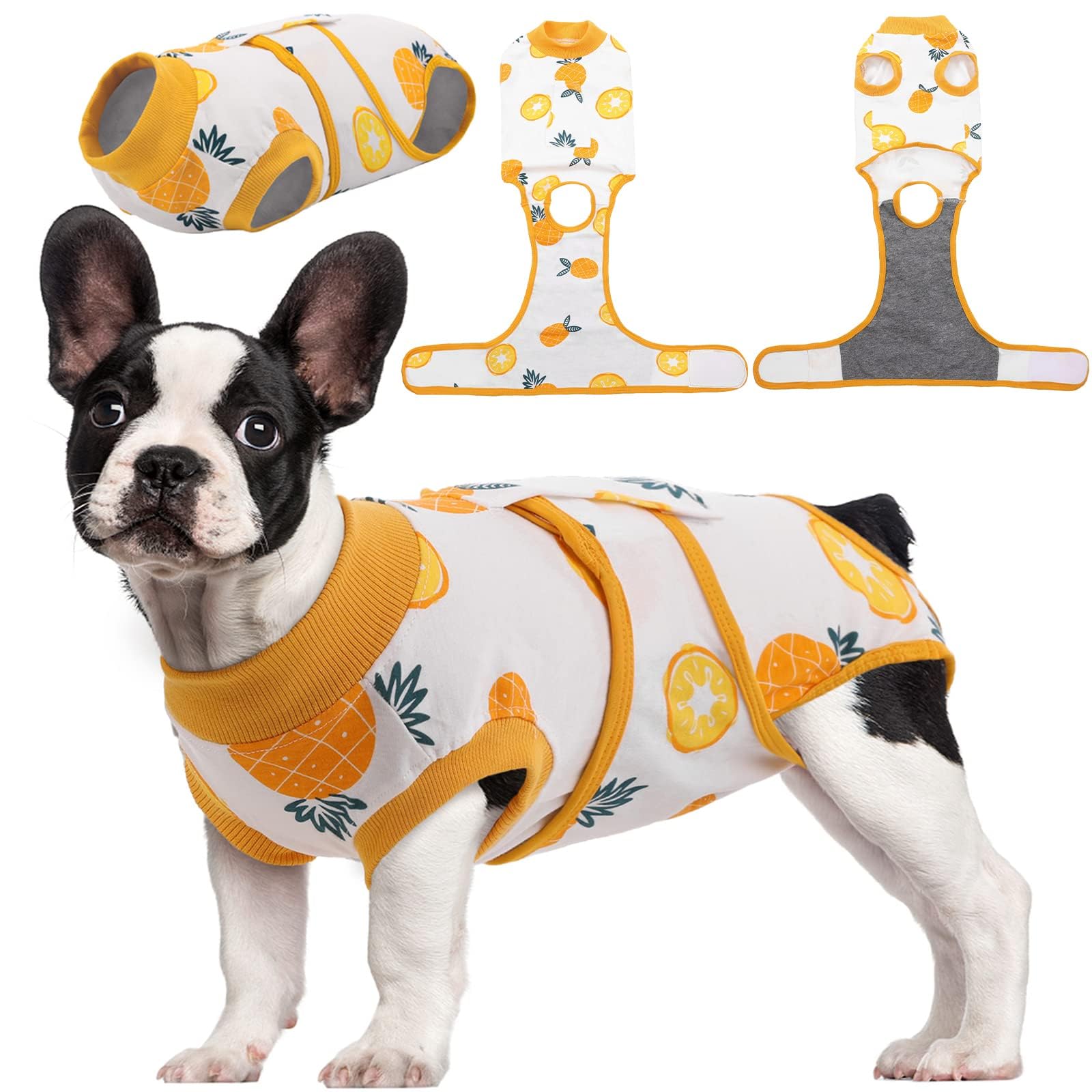 Kuoser Recovery Suit worn by a dog for post-surgery comfort and protection.