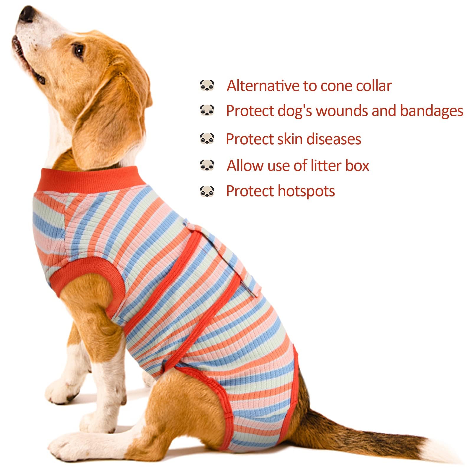Multi-purpose wear for post-surgery care, skin issues, or shedding control.