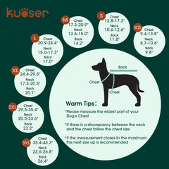 Kuoser waterproof dog coat back view provides full coverage and warmth.