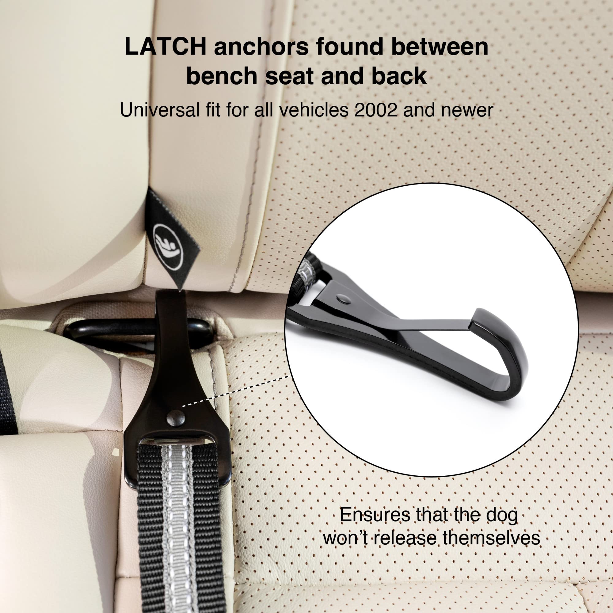 Kurgo adjustable backseat safety leash offers flexible movement during car rides.