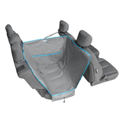 Kurgo Heather Half Hammock backseat protector keeps seats clean and paws safe.
