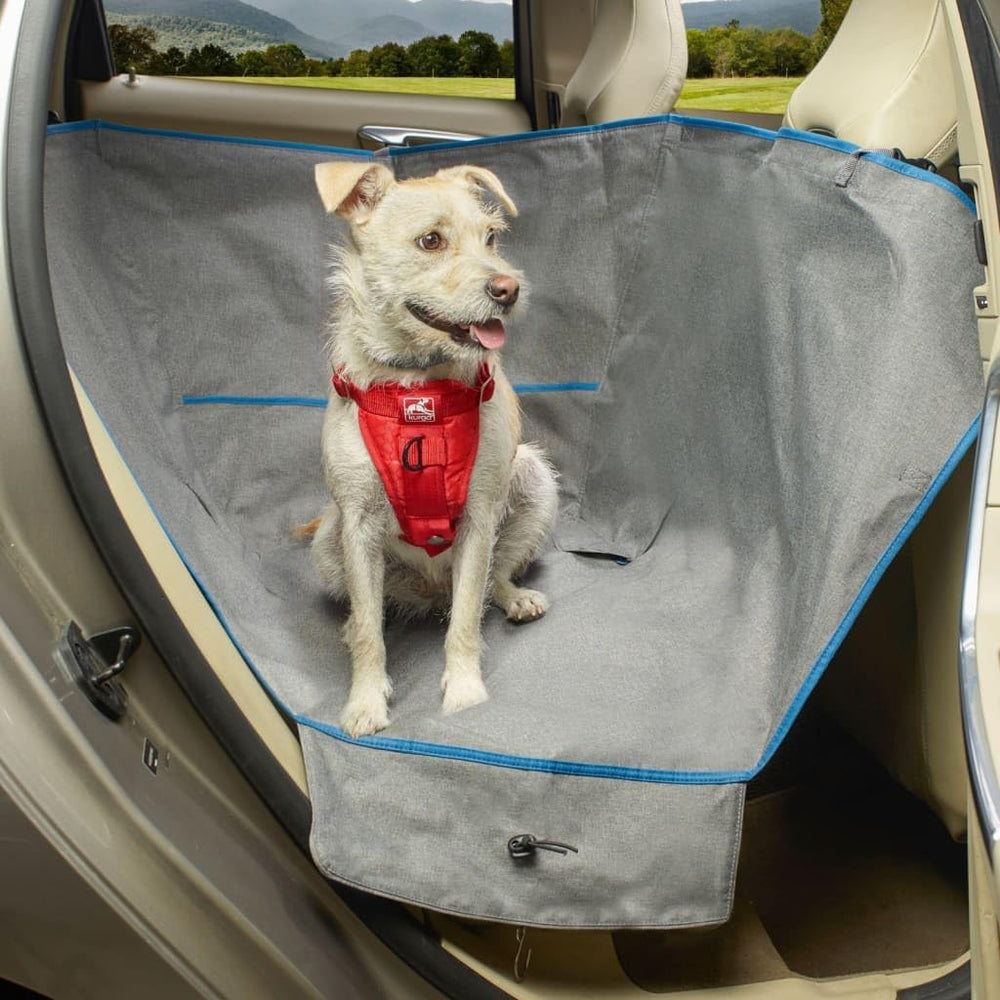Kurgo Heather Half Hammock headrest attachments provide a secure fit across vehicles.