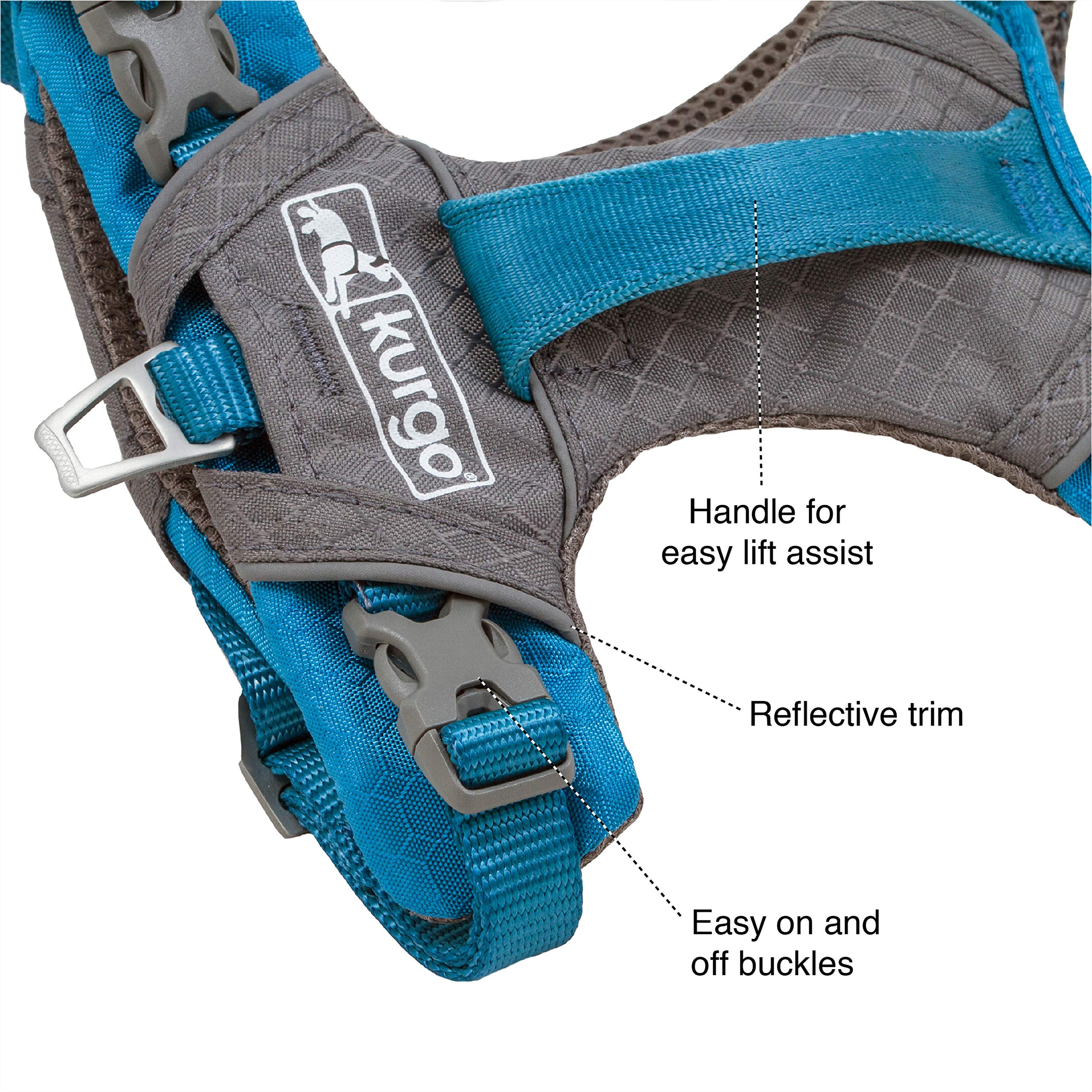 Kurgo Journey Air Harness with reflective trim for improved visibility.