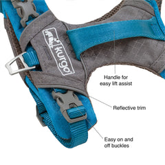 Kurgo Journey Air Harness with reflective trim for improved visibility.