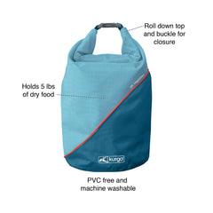 Kurgo Kibble Carrier interior liner prevents oil seepage for easy cleaning.