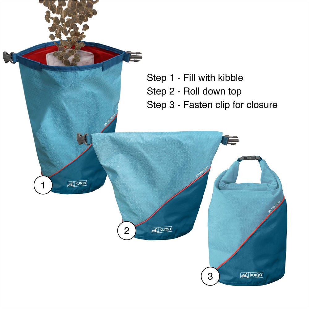 Inside liner of the Kurgo Kibble Carrier guards kibble and prevents leaks.