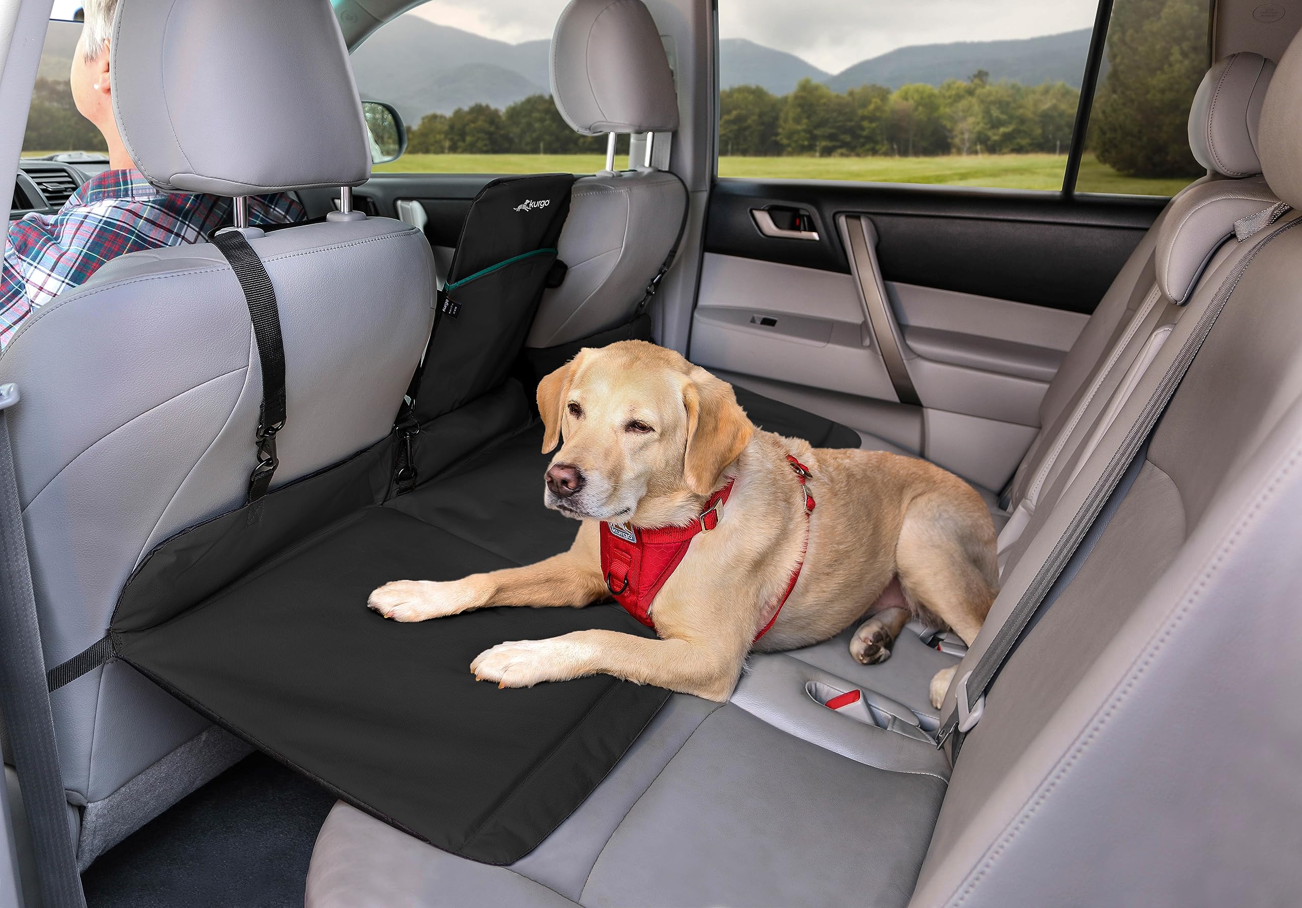 Kurgo Rover Backseat Bridge gap-connector keeps dogs secure on long drives.