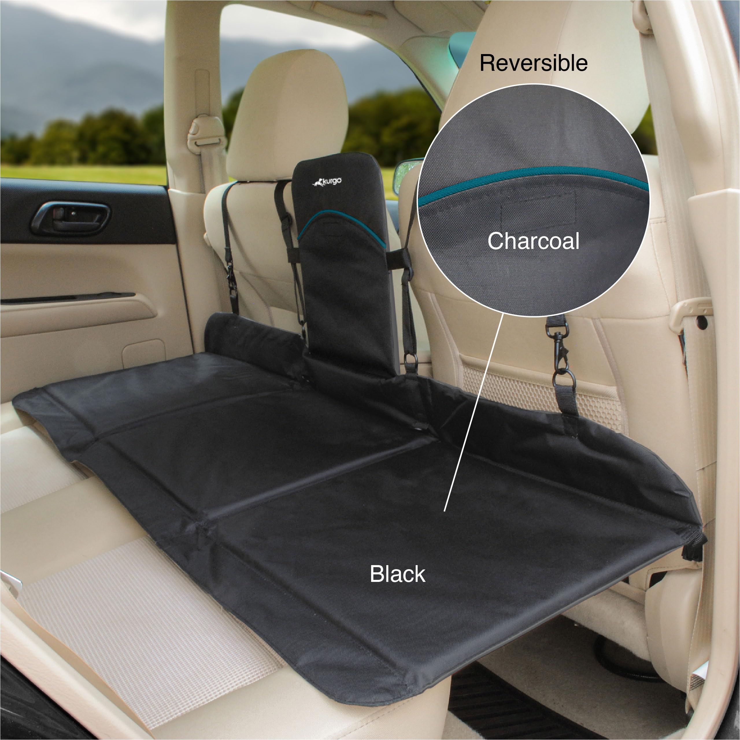 Kurgo Rover Backseat Bridge universal-fit design accommodates many vehicles.