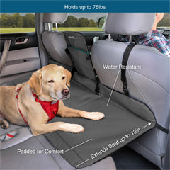 Kurgo Rover Backseat Bridge water-resistant fabric cleans easily after adventures.