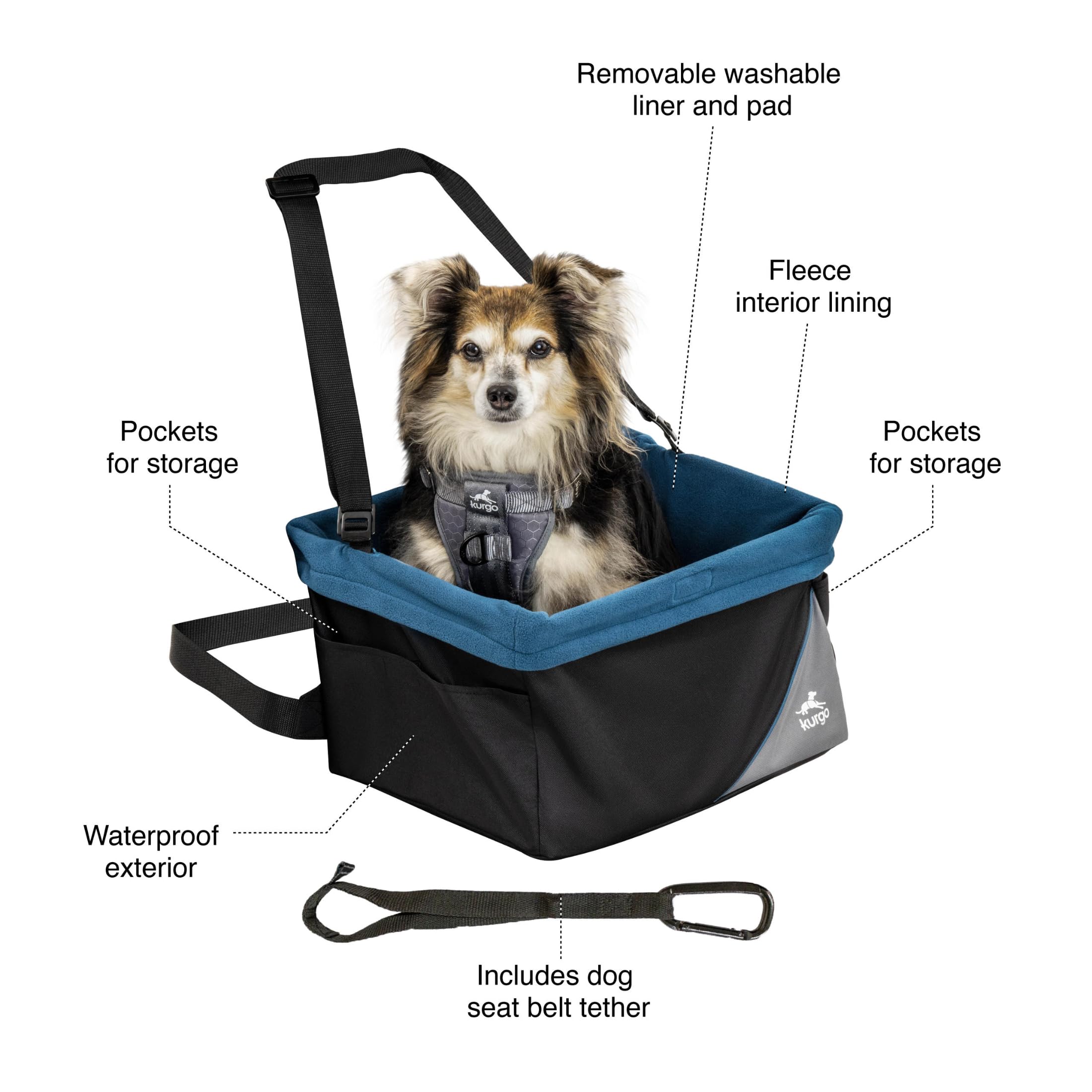 Kurgo Rover Booster Seat installed securely on bucket seats.