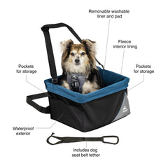 Kurgo Rover Booster Seat installed securely on bucket seats.