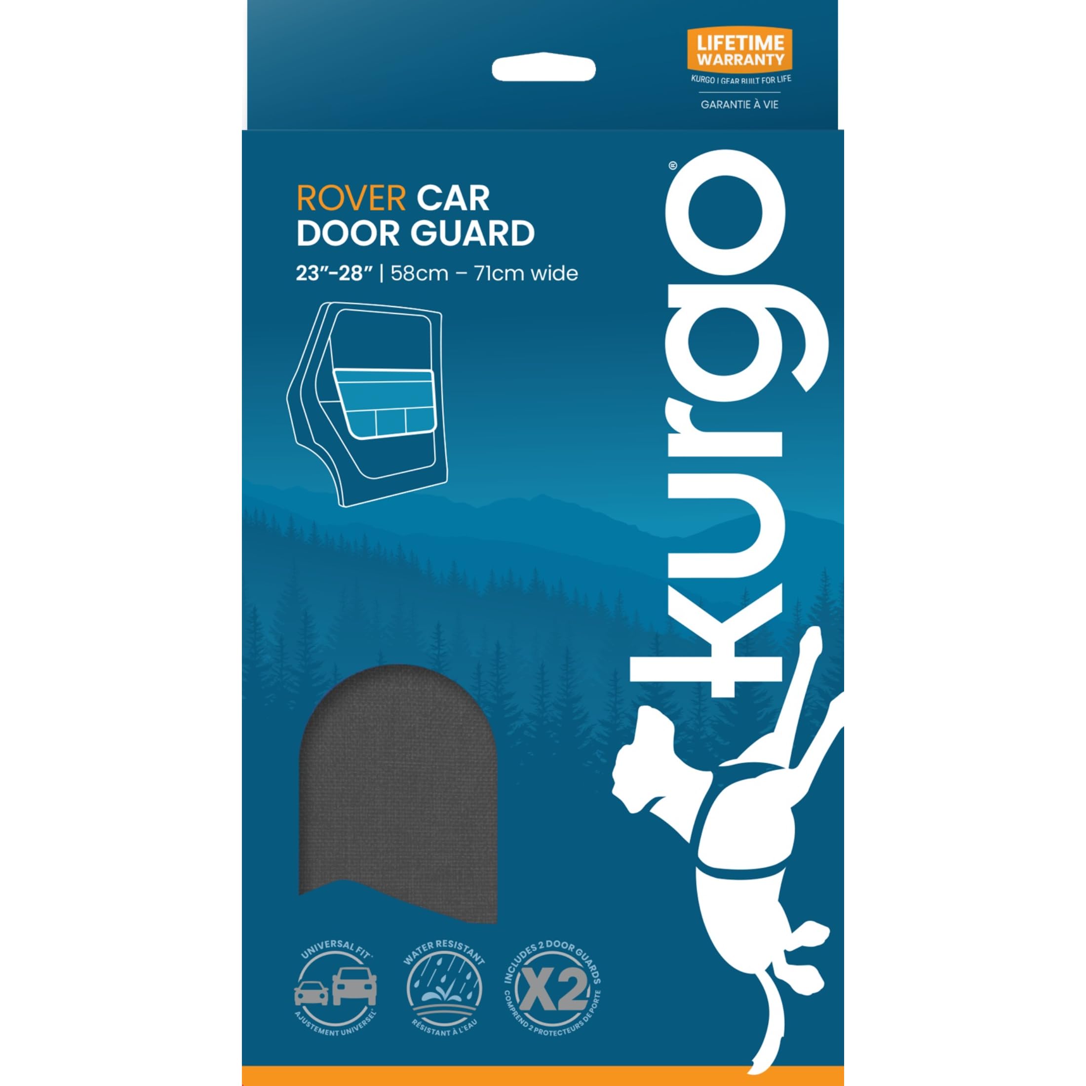 Kurgo Rover Car Door Guard pocket-storage keeps leashes and toys organized inside the car.