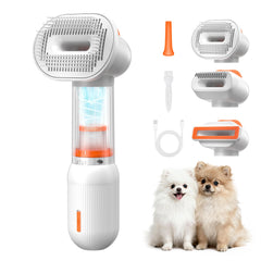 Kurtmark Vacuum Dog Brush captures loose fur during grooming.
