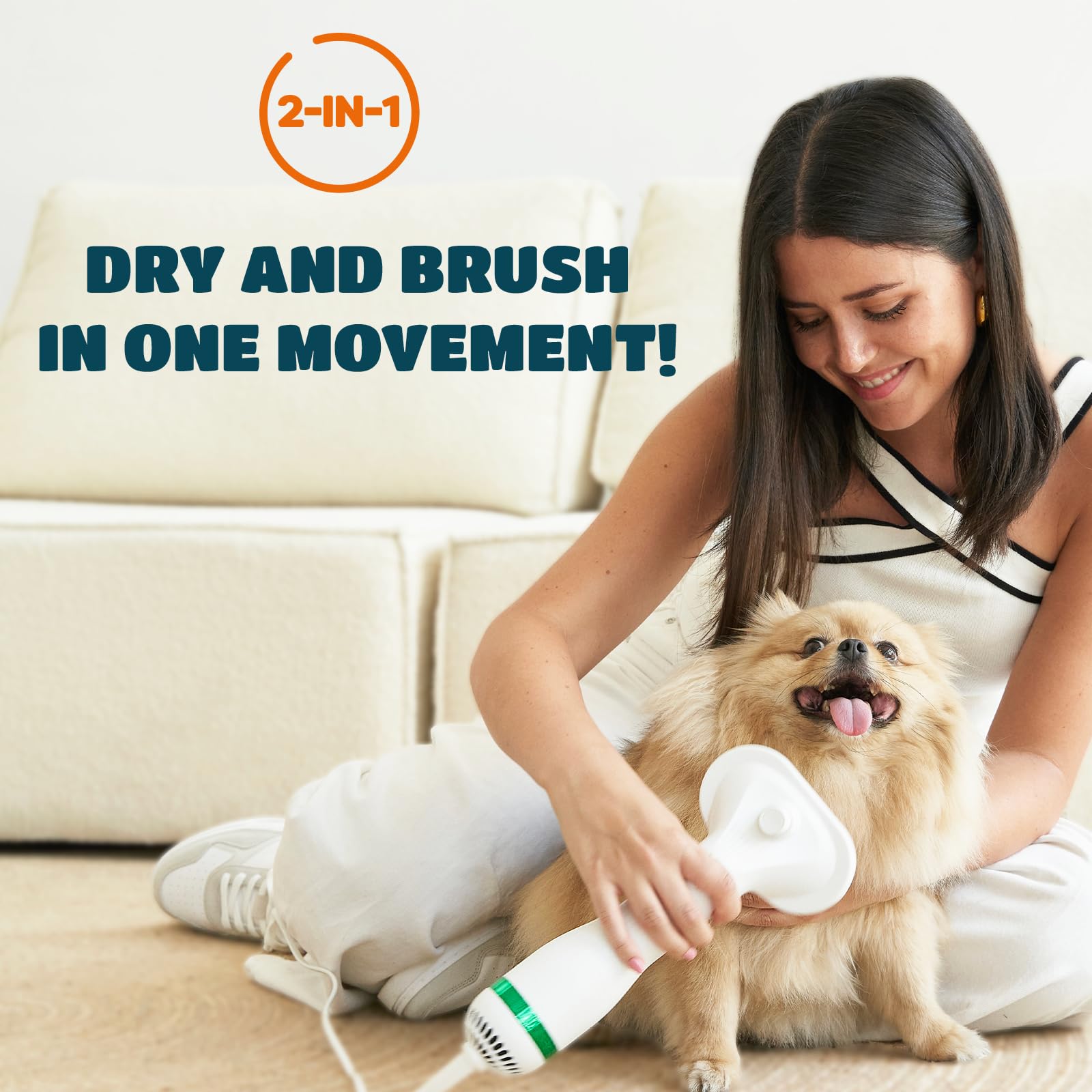 KUUBIA 2-in-1 dryer and brush enabling quick grooming for pets