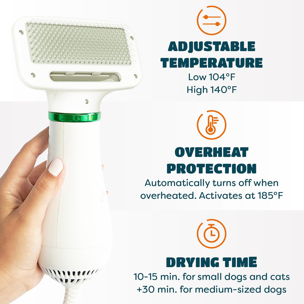 KUUBIA slicker brush with stainless steel bristles detangles and reduces mats.