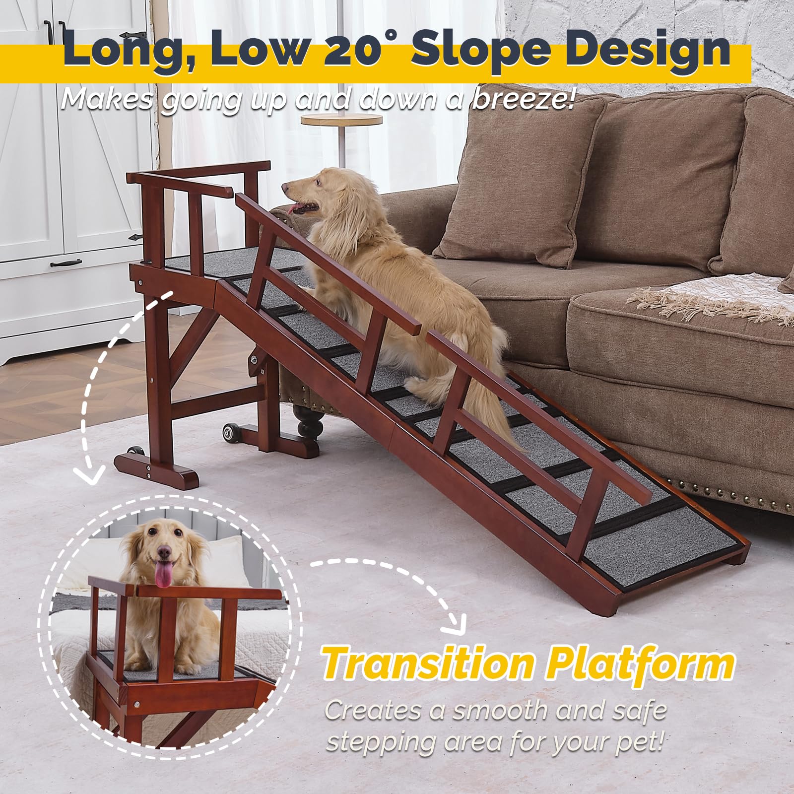 KUVETO anti-slip surface keeps paws secure during climbs with confidence.