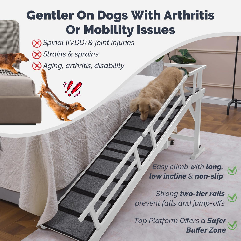 KUVETO dog ramp anti-slip surface helps pets climb securely.