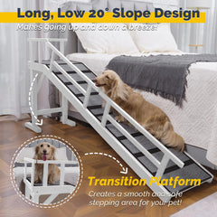 KUVETO solid wood dog ramp top platform supports smooth transitions onto furniture.