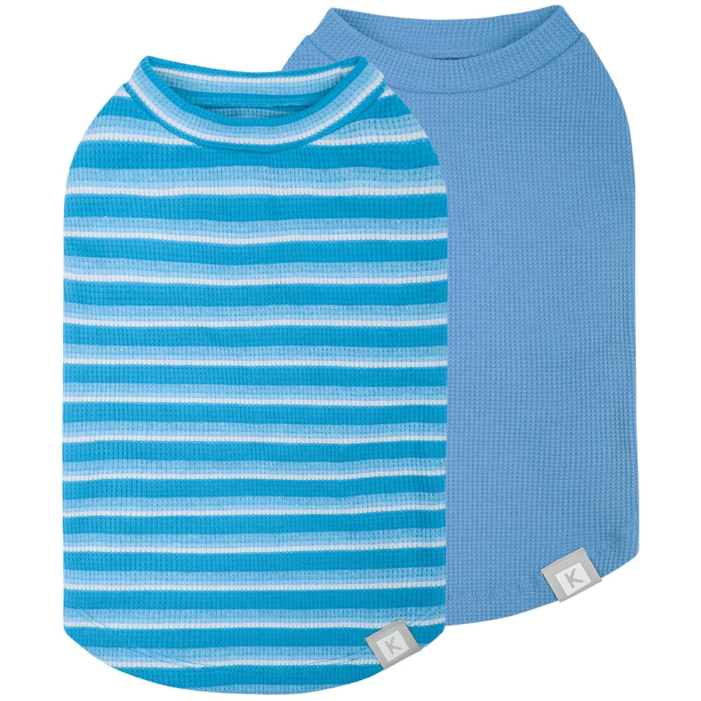 KYEESE 2Pack waffle dog shirt blue striped front view, comfortable daily wear