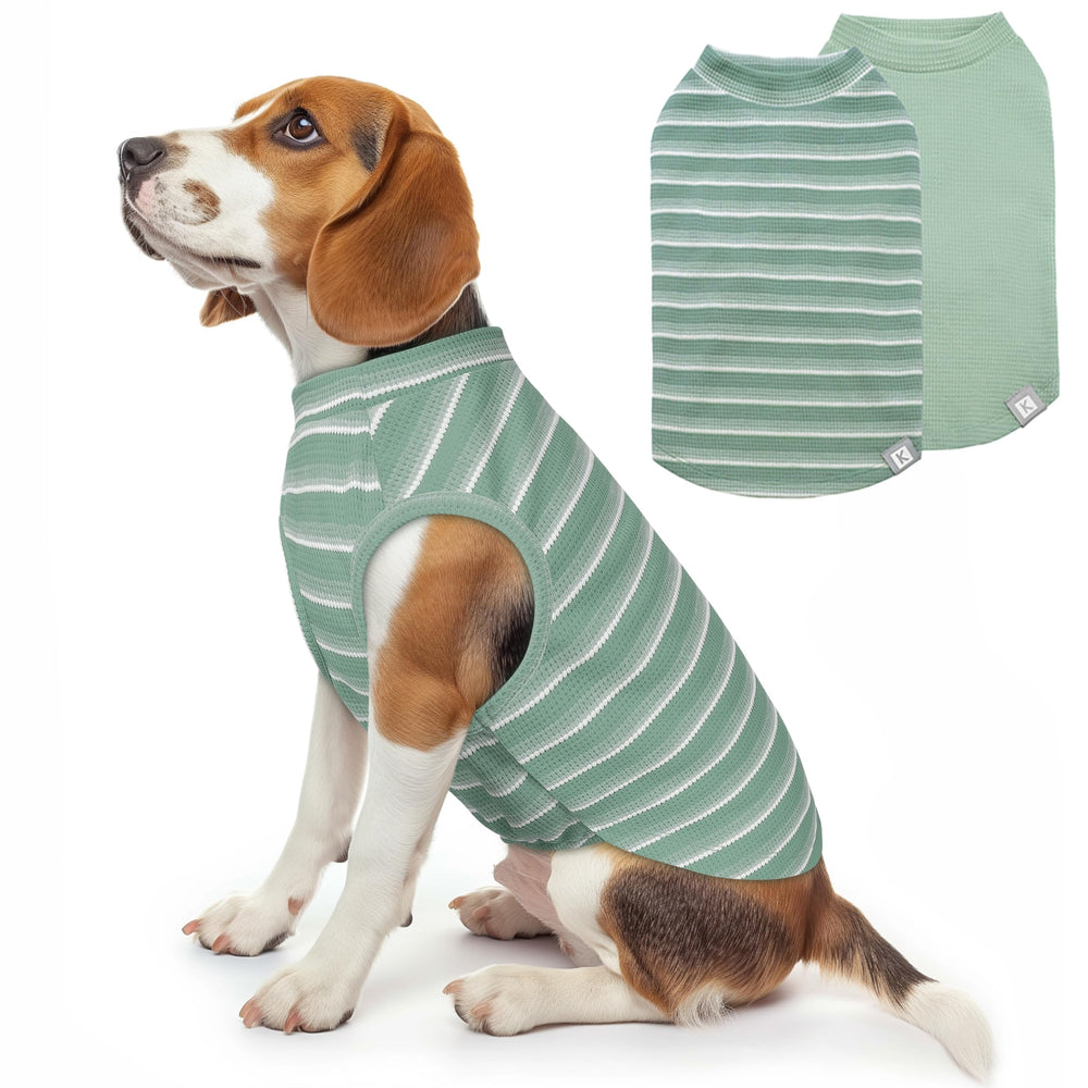 KYEESE 2pack waffle dog shirt in green for comfortable daily wear.