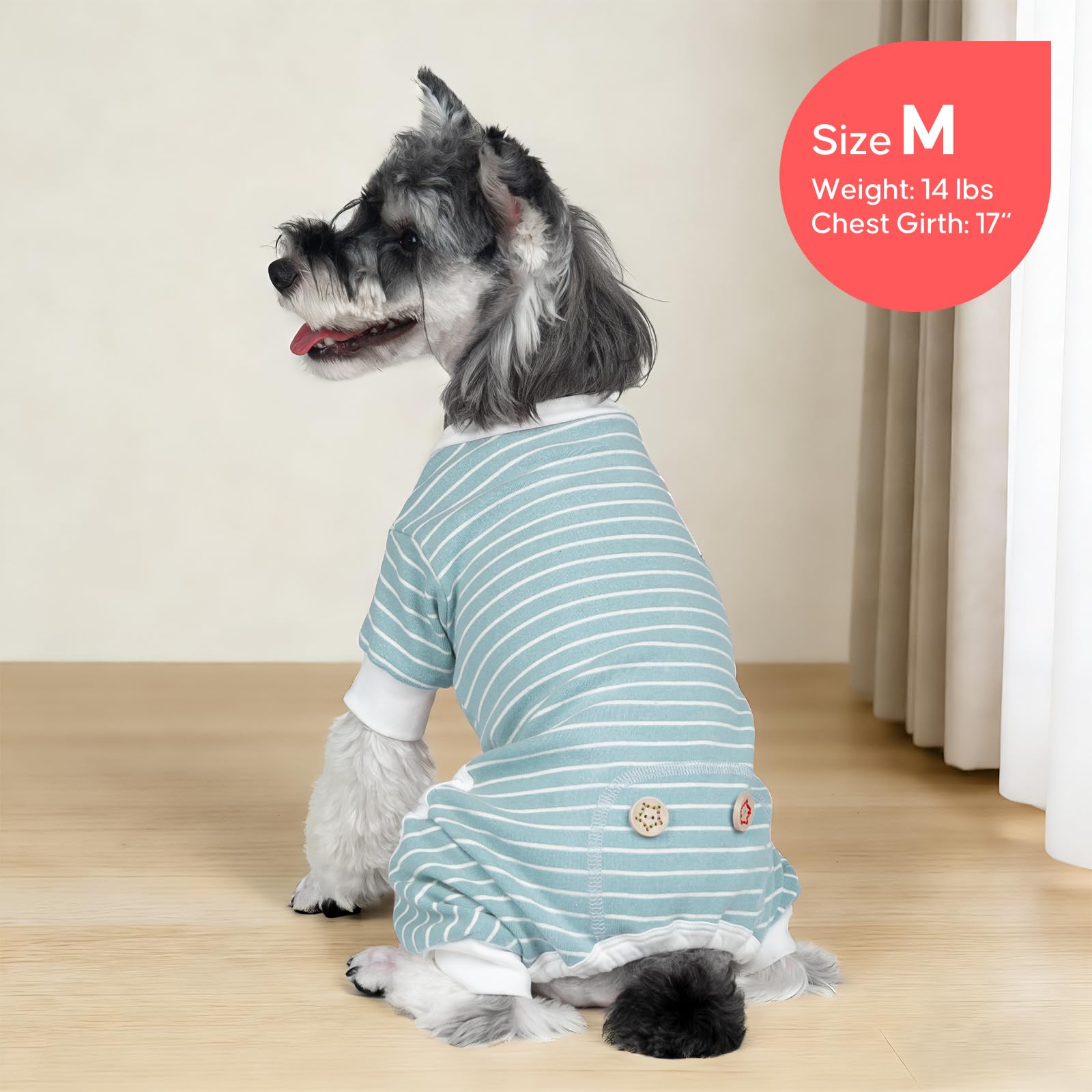 KYEESE green-striped dog jumpsuit delivers cozy warmth for small dogs.