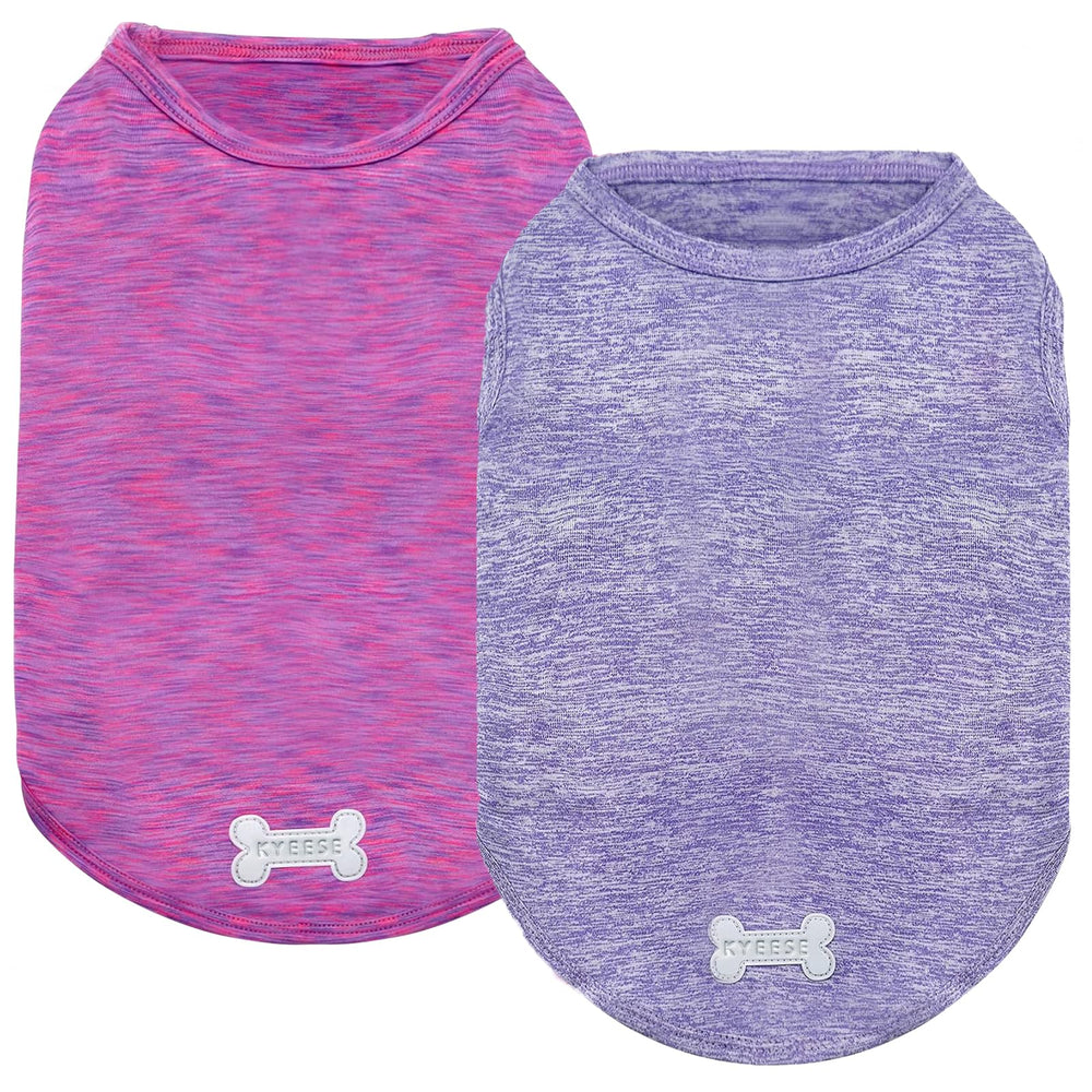 KYEESE dog shirt front view in purple and pink for 2-pack everyday wear.