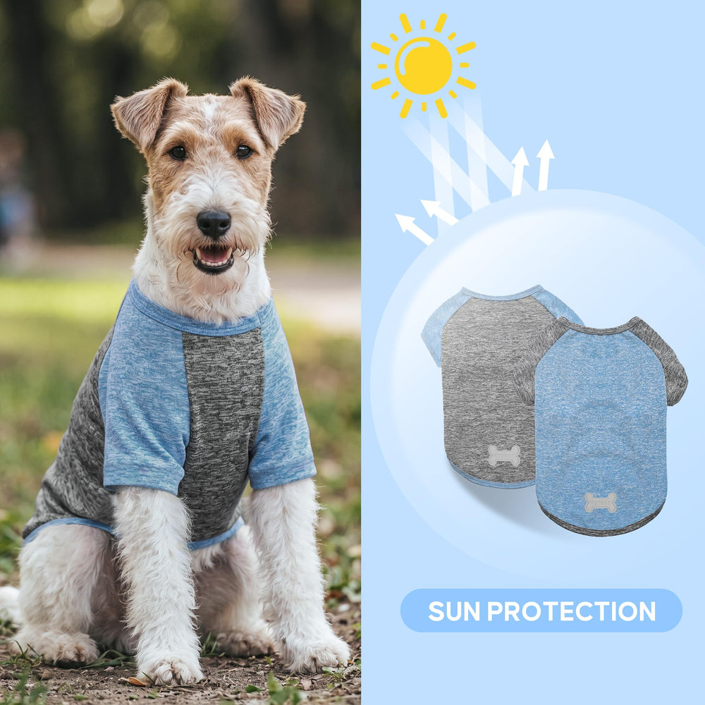 KYEESE dog shirt with reflective back label blue-grey M for safer evening strolls