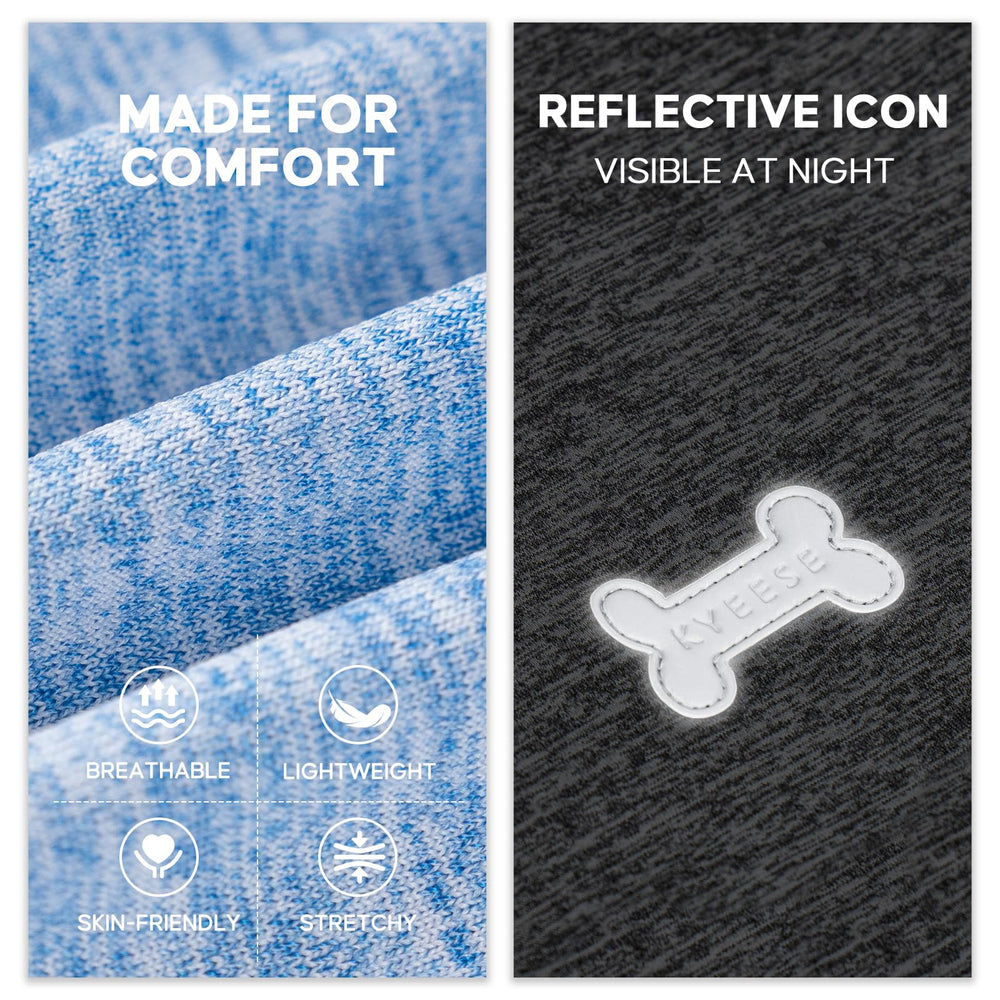 KYEESE dog shirt reflective label back improves visibility during dusk walks.