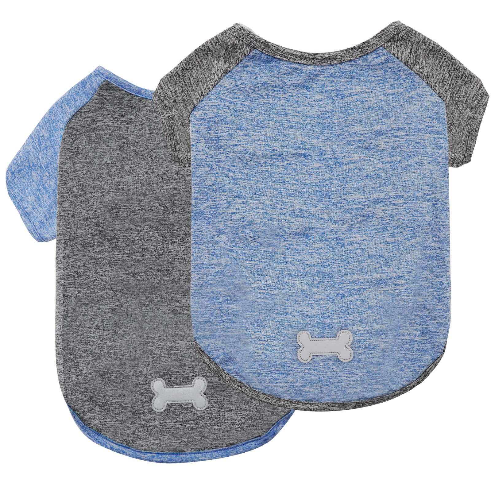 KYEESE XL blue-gray dog shirt sleeves, front view for comfortable outdoor wear.