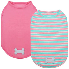 KYEESE dog shirt soft-striped front view emphasizes breathable cotton comfort.