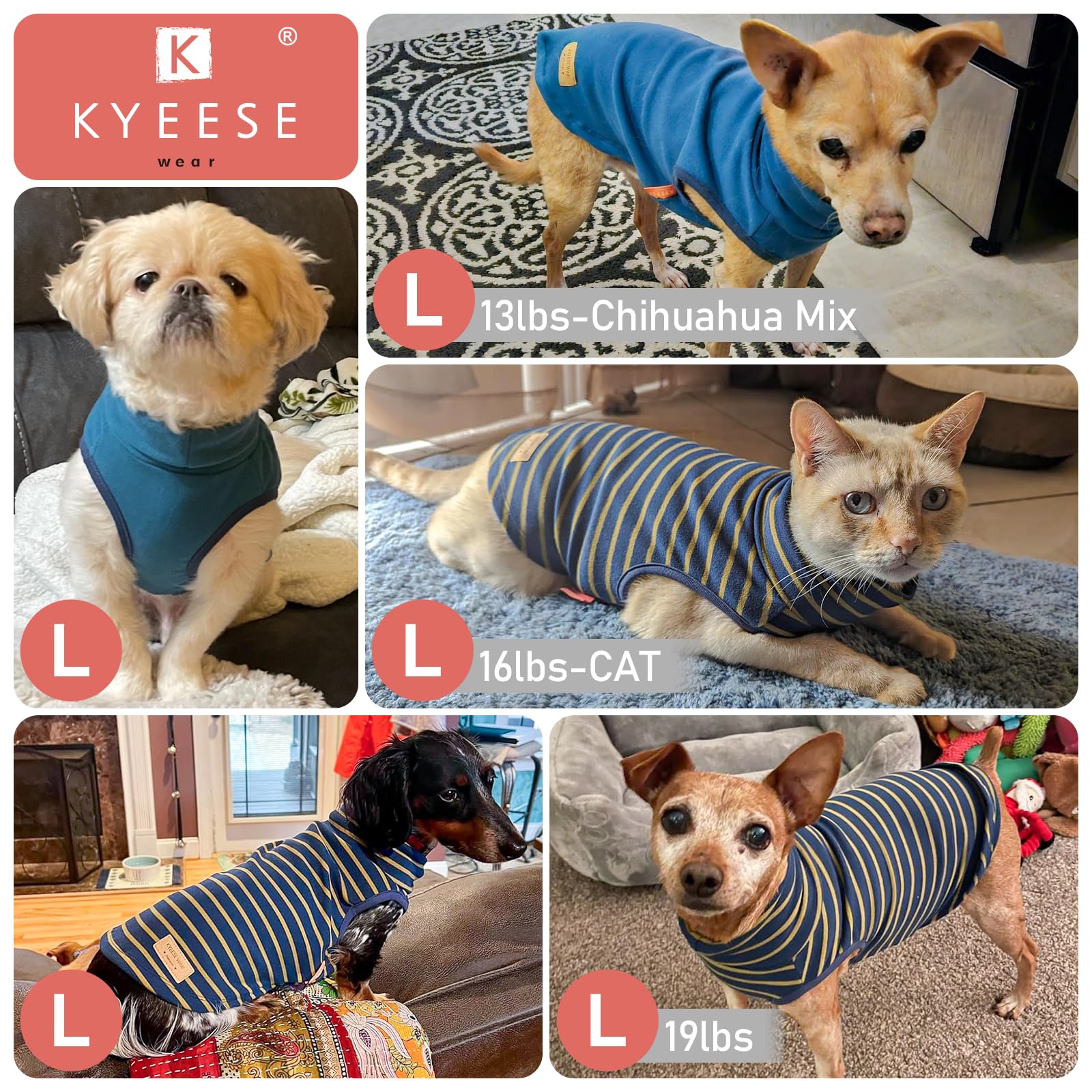 KYEESE stripe pattern dog sweater back view shows stretch fit