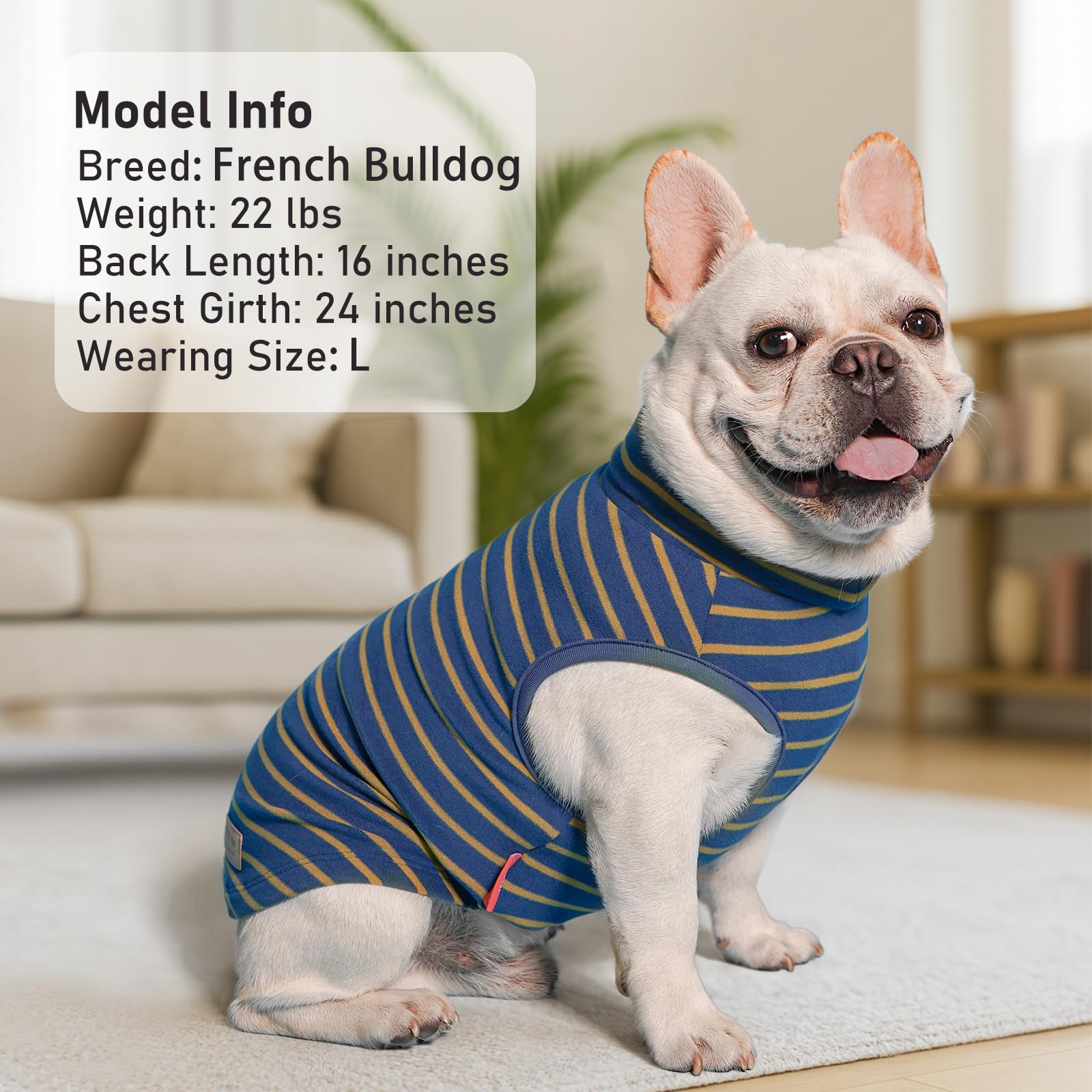 KYEESE stripe pattern dog sweater close-up shows breathable fabric