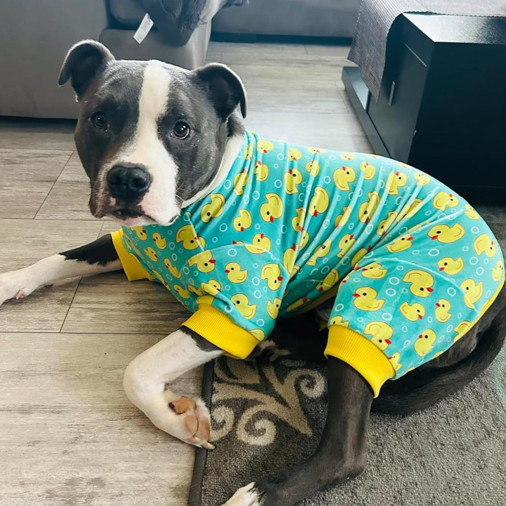 Kyeeese machine-washable dog pajamas stay color-fast.