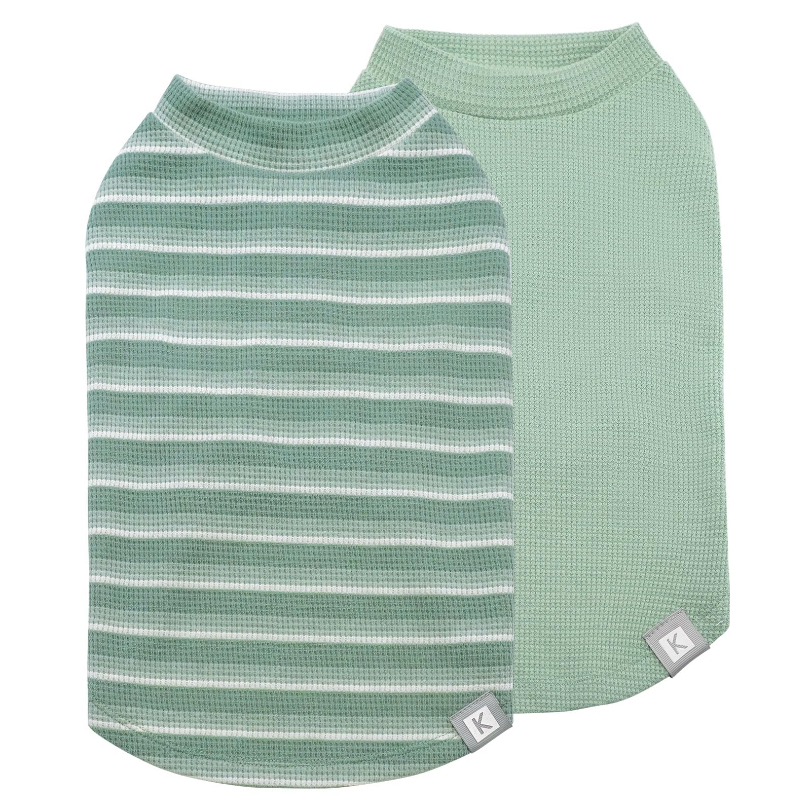 KYEESE waffle dog shirt in green front view for everyday comfort