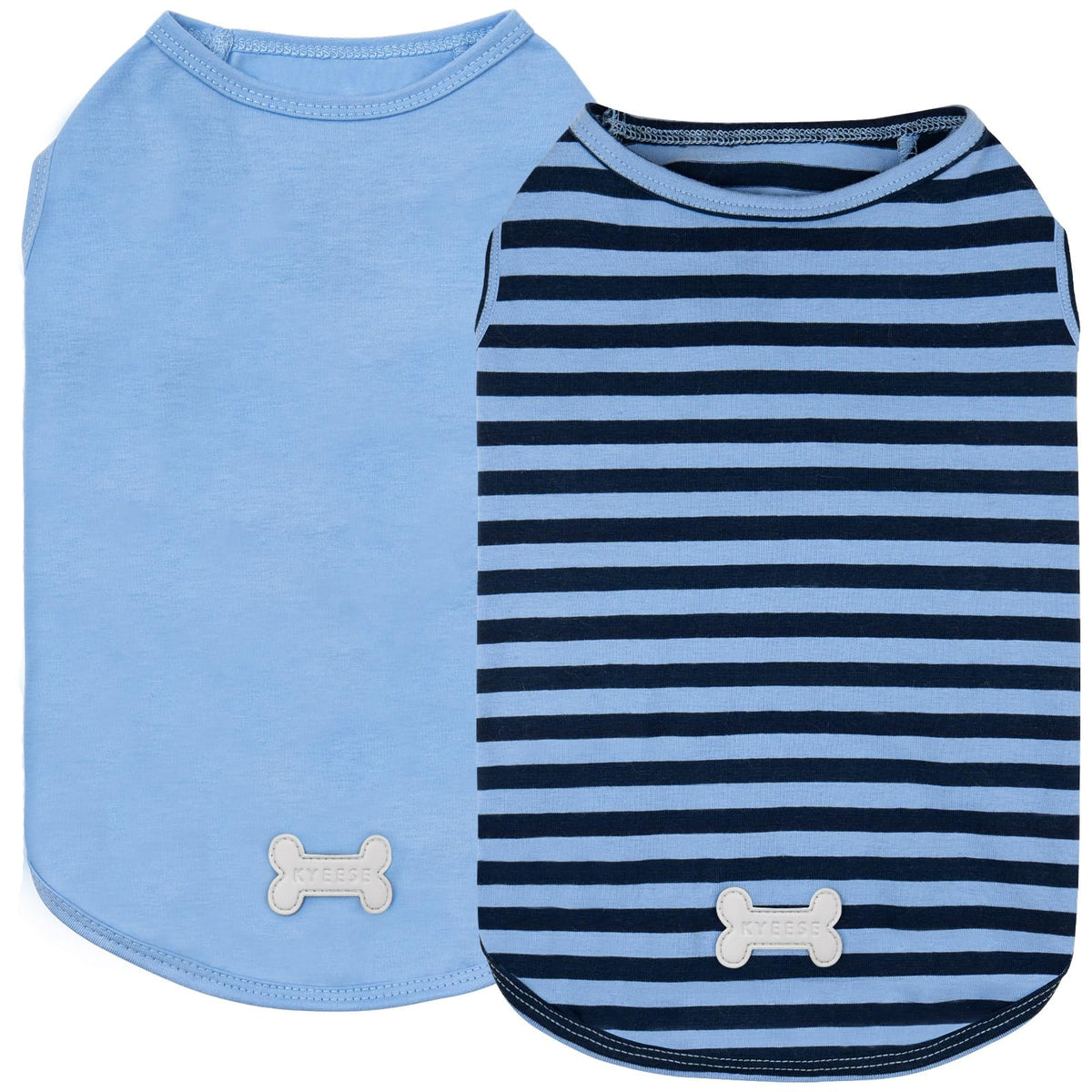 KYEESE dog shirt close-up showing soft striped fabric for daily comfort.
