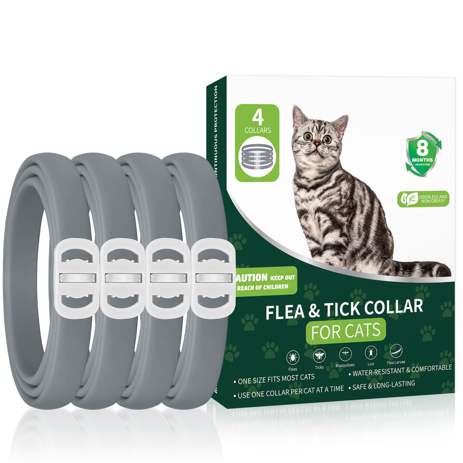 KYGNE 4-pack cat flea collars for long lasting protection.