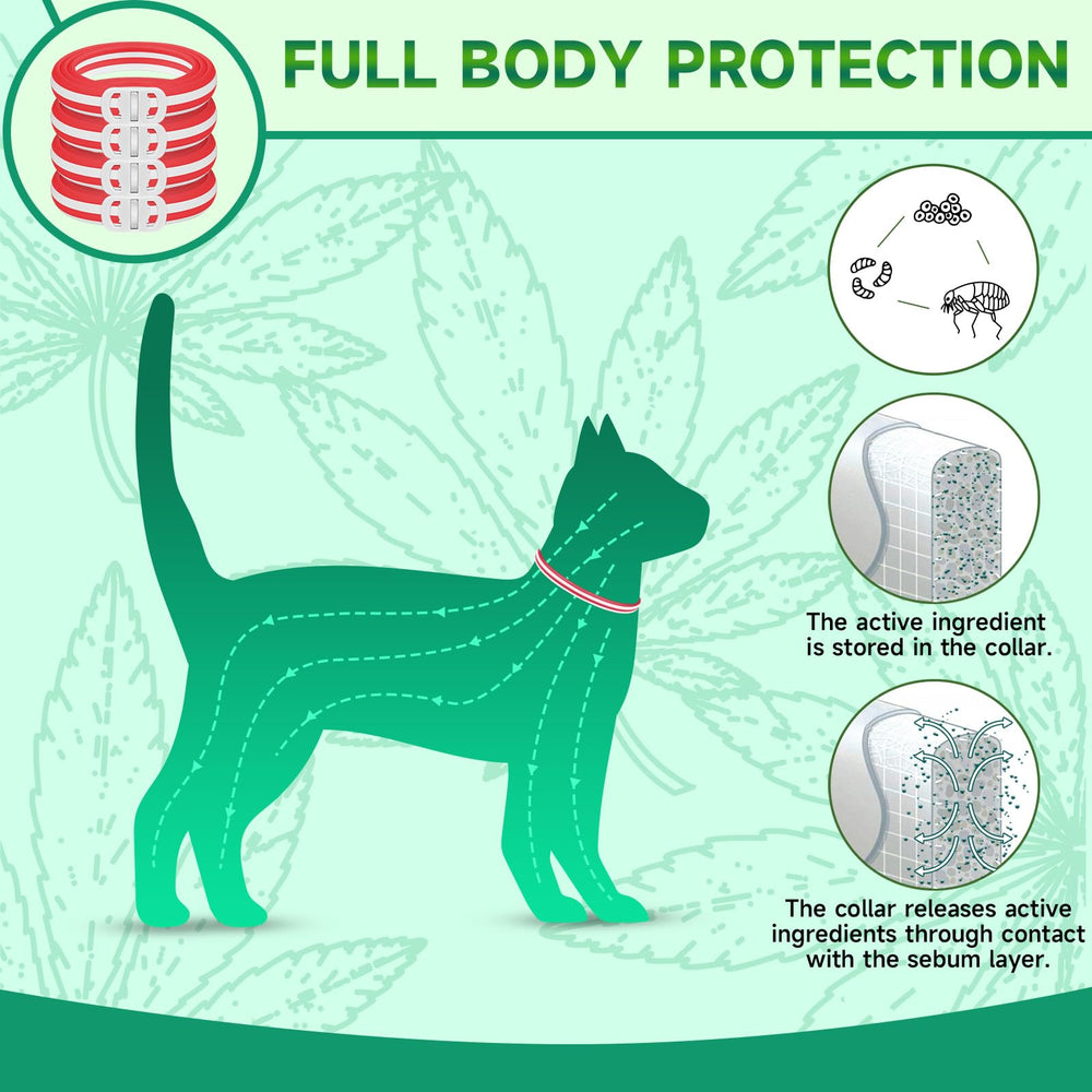 KYGNE adjustable flea collar showing up to 48 cm for cats.