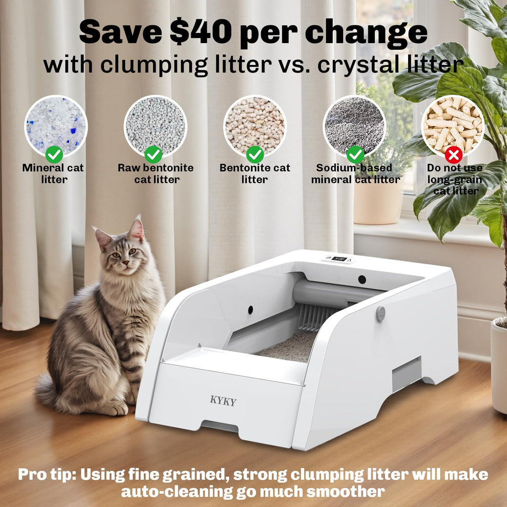 KYKY easy-disassemble design makes cleaning the litter tray and rake quick