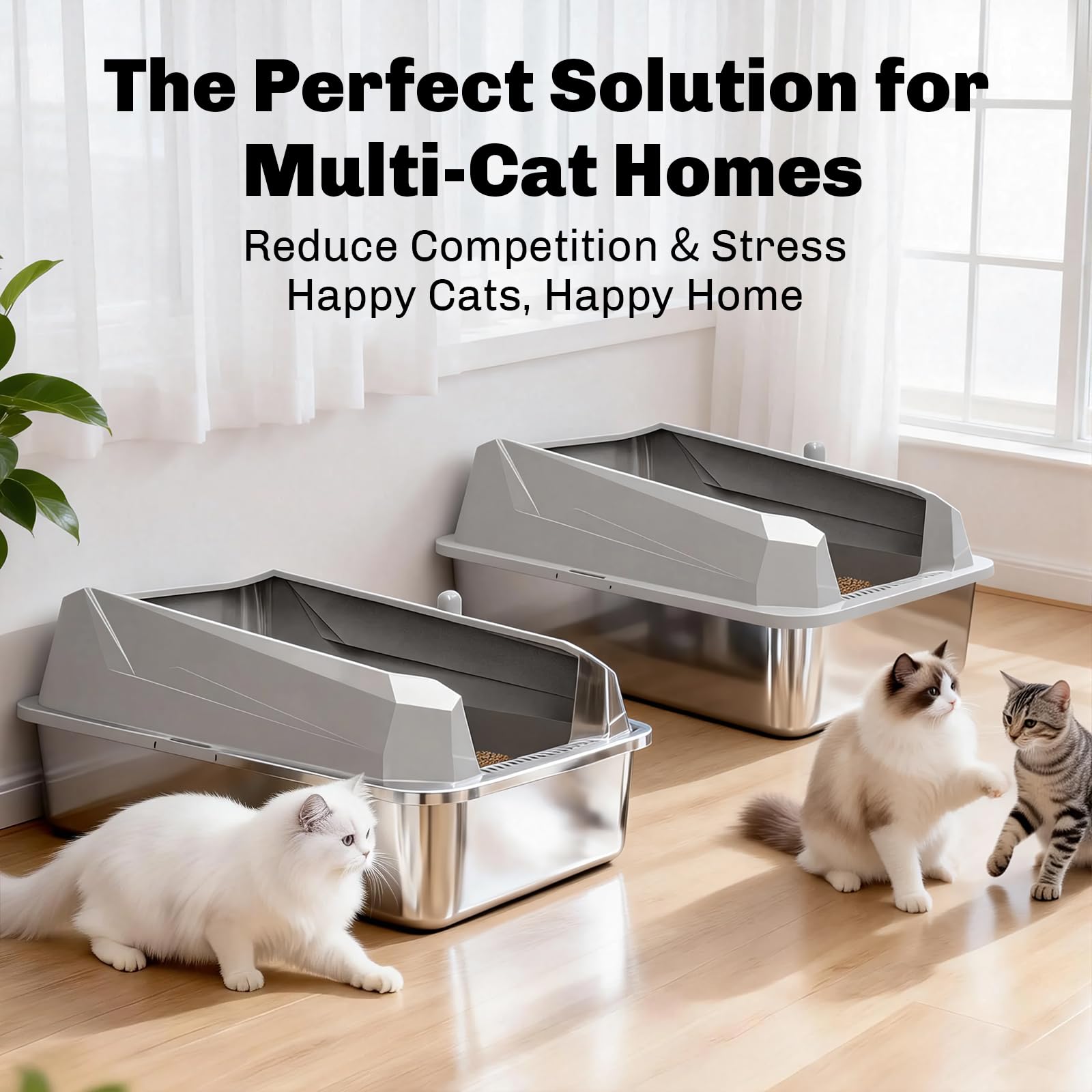 KYKY Tescat large litter box supports big cats comfortably