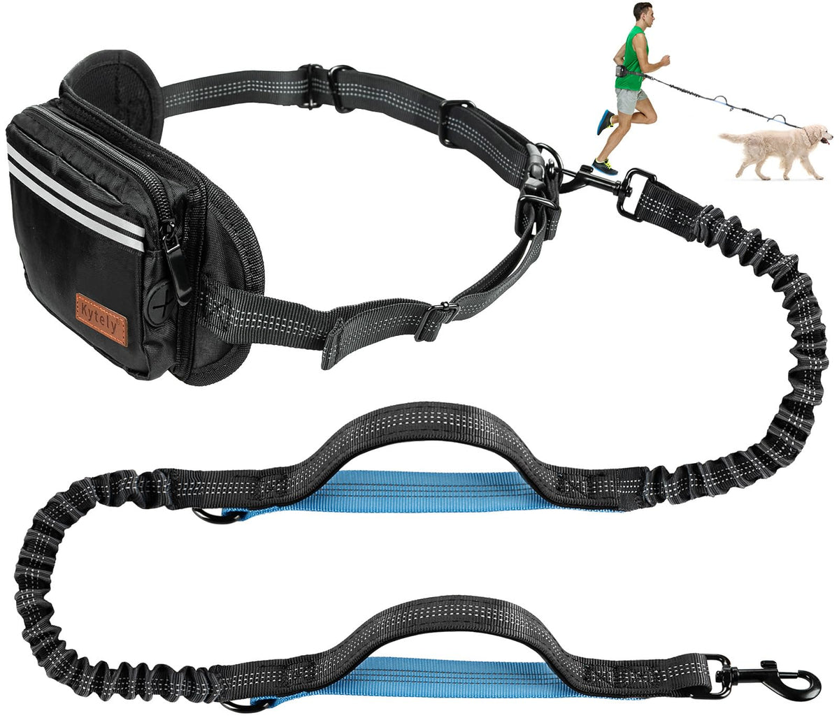 Kytely hands-free leash with zipper pouch for on-the-go walks and storage.