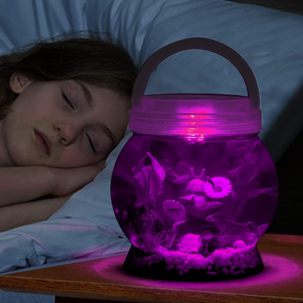 LA KEN DU Betta Tank with LED remote demonstrates 20 colors for vibrant ambiance