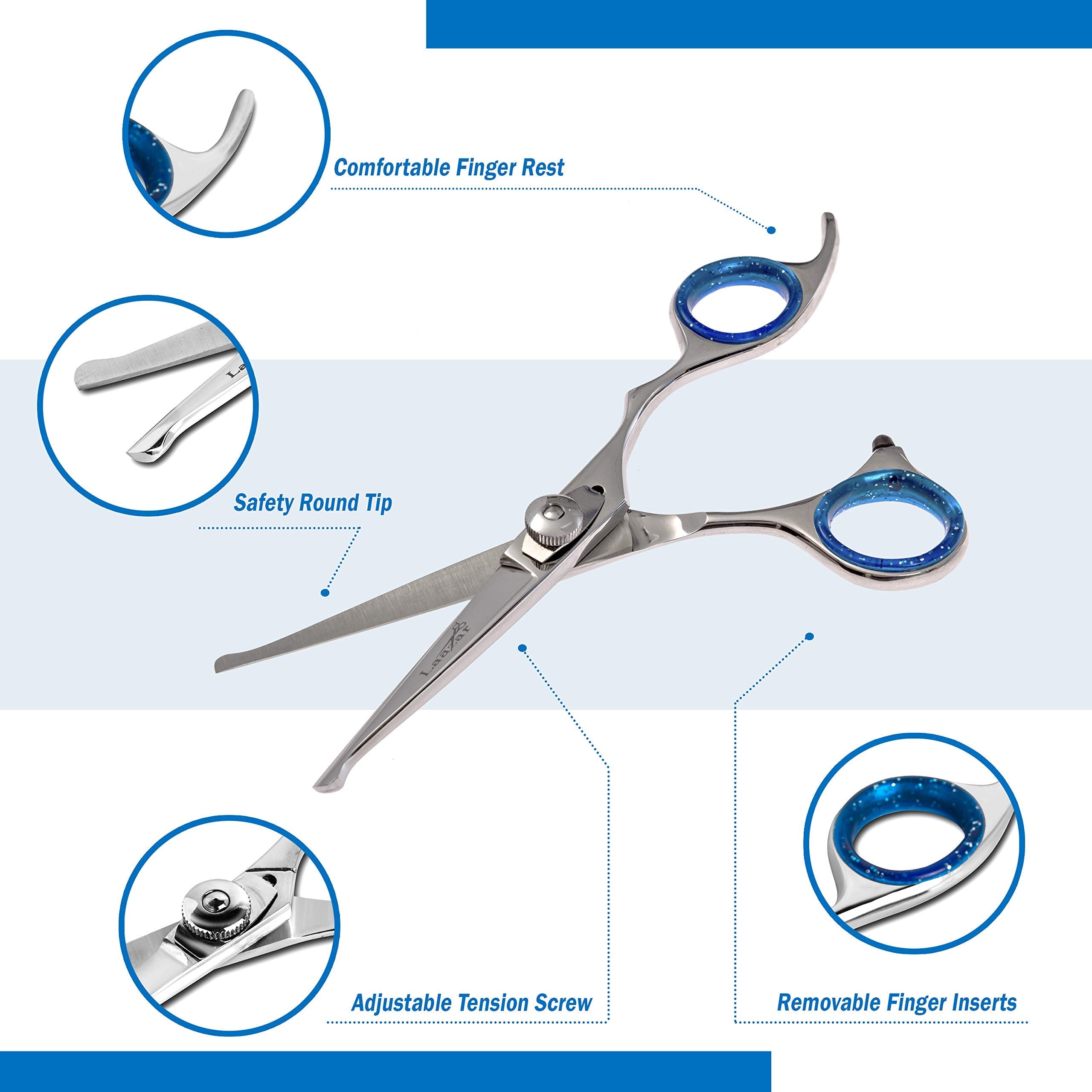 Laazar Pro scissors with safety round tip for gentle care around sensitive areas