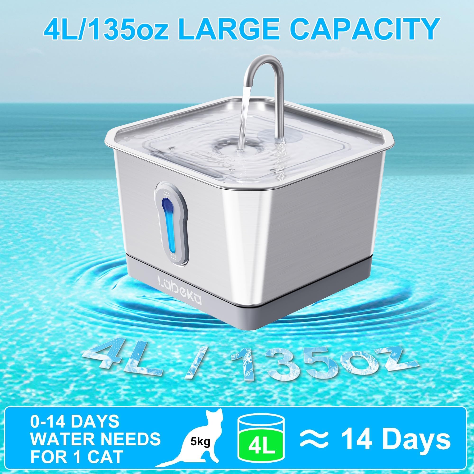 LABEKA 220° dual radar sensors ensure stable water flow.