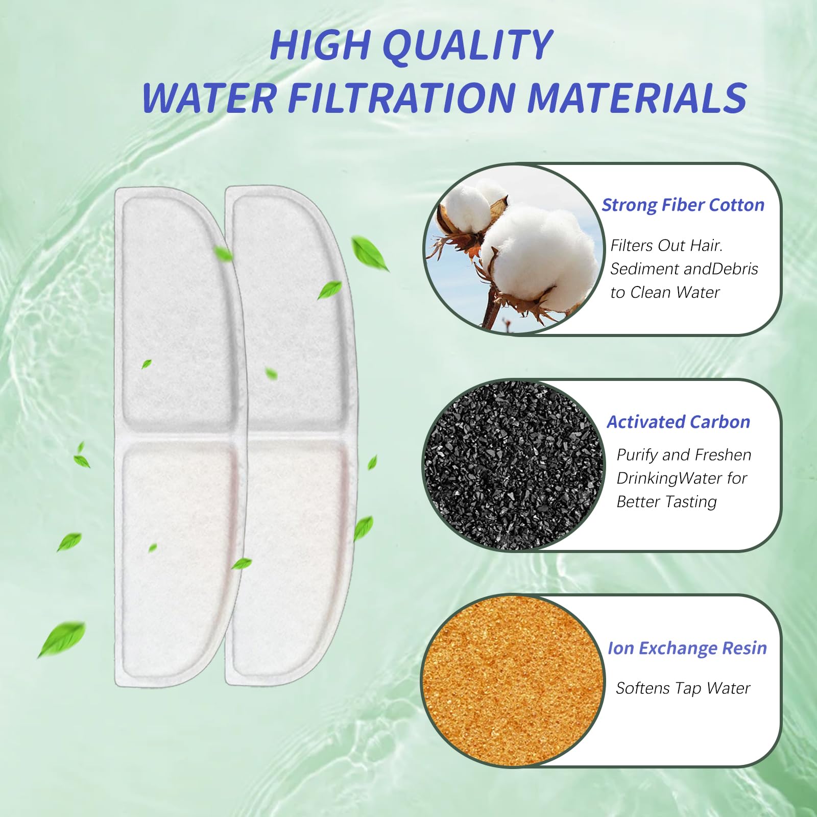Activated carbon filtration enhances impurity absorption for better-tasting water.