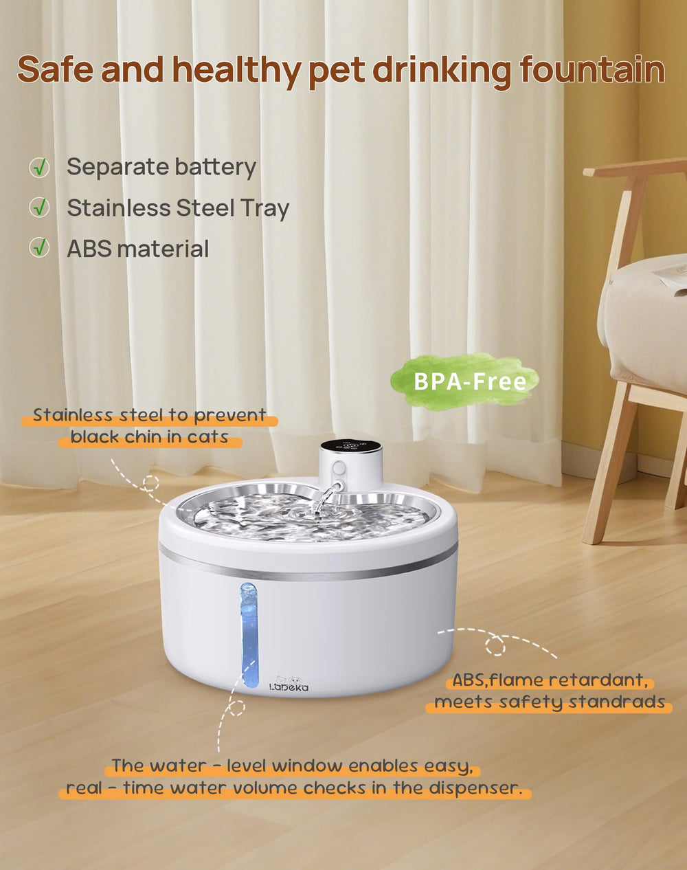 LABEKA BPA-free design emphasizes safe, low-maintenance hydration.