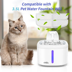 Labeka W02-compatible cat fountain filters installed for clean, appealing hydration.