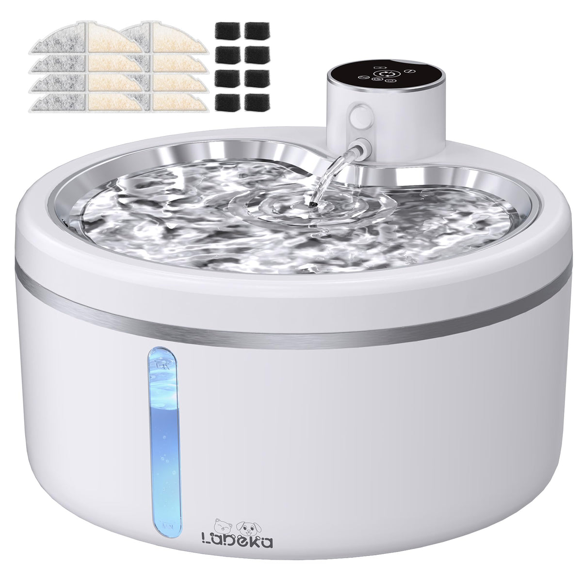 LABEKA wireless cat water fountain with cordless design for flexible placement.