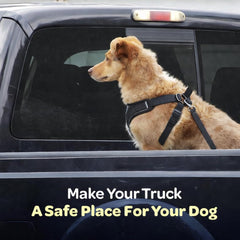 Labra adjustable tether extending to fit different truck beds.