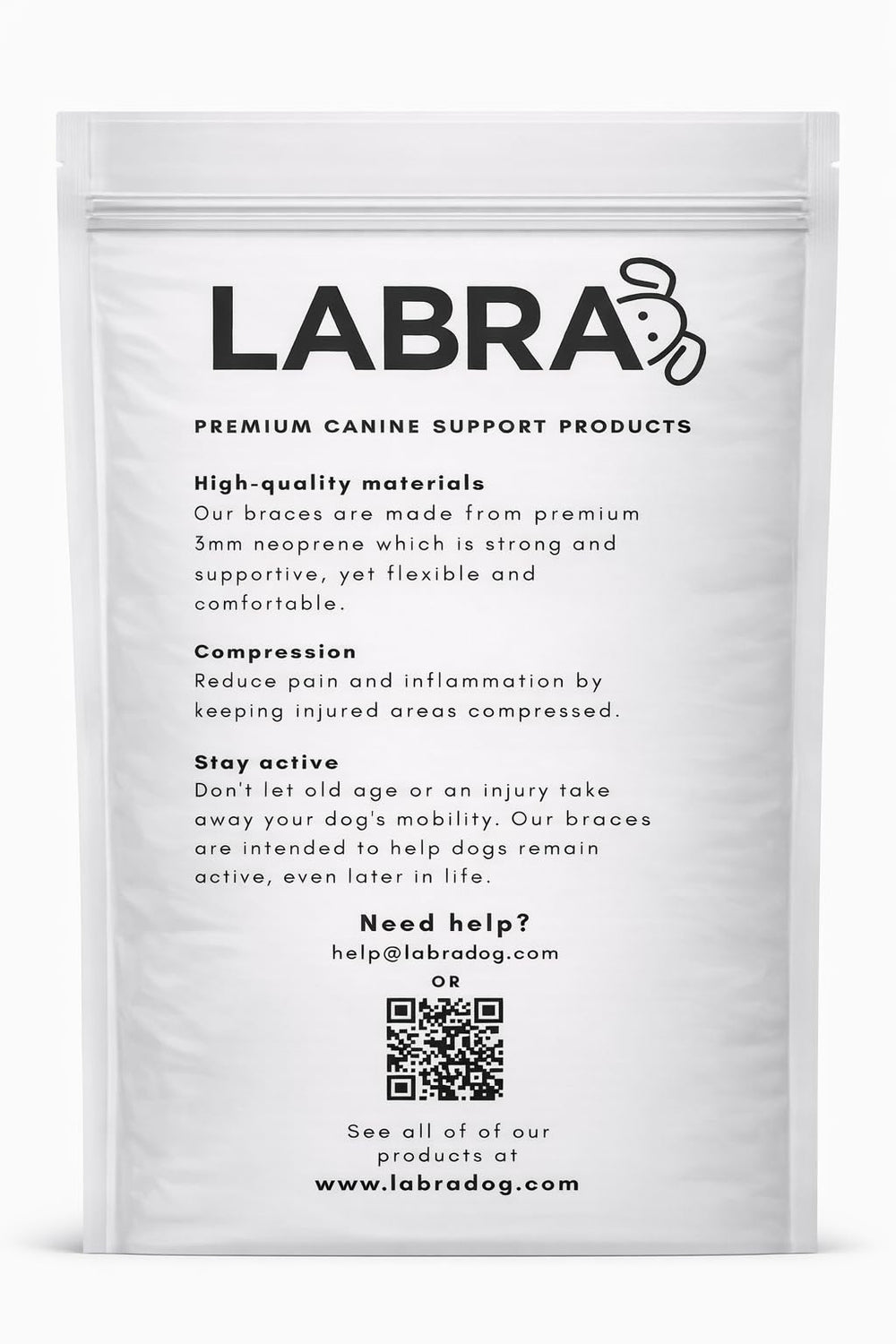 Labra front leg brace suitable for small to medium dogs.